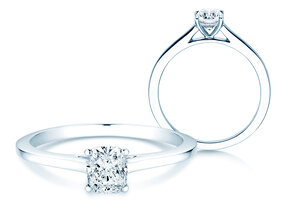 Anillo de compromiso Cushion en platino 950/- con diamante 0,30ct G/SI