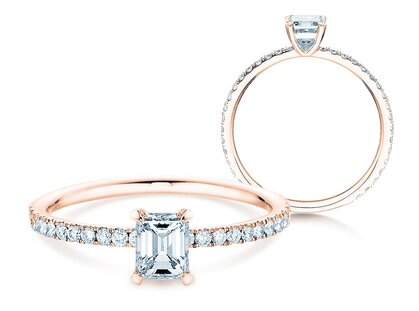 Anillo de compromiso Elaine en 18K oro rosa con diamantes 0,86ct