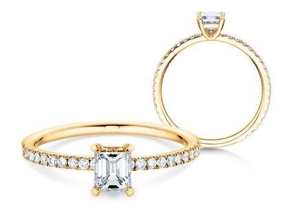 Anillo de compromiso Elaine en 14K oro amarillo con diamantes 0,86ct G/VS