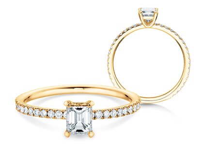 Anillo de compromiso Elaine en 18K oro amarillo con diamantes 0,86ct