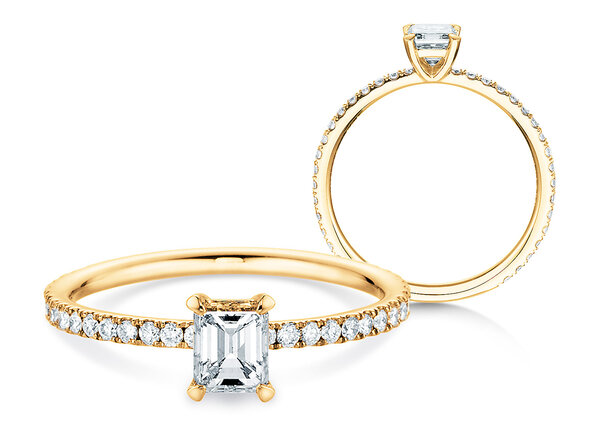 Anillo de compromiso Elaine en 14K oro amarillo con diamantes 0,86ct G/VS