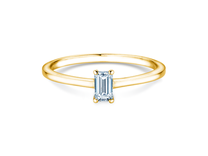 Anillo de compromiso Emerald Cross en 14K oro amarillo con diamante 0,25ct G/VS