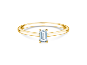Anillo de compromiso Emerald Cross en 14K oro amarillo con diamante 0,25ct G/VS
