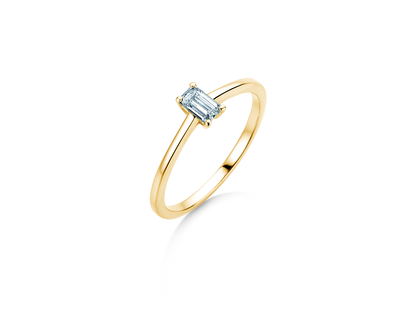 Anillo de compromiso Emerald Cross en 14K oro amarillo con diamante 0,25ct G/VS