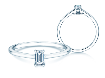 Anillo de compromiso Emerald Cross diamante de laboratorio