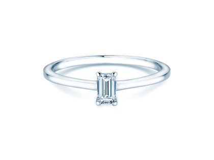 Anillo de compromiso Emerald Cross en 14K oro blanco con diamante 0,20ct G/VS