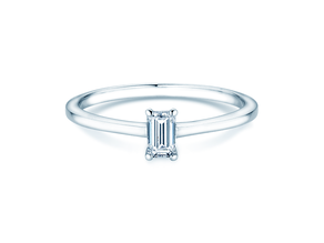 Anillo de compromiso Emerald Cross en 14K oro blanco con diamante 0,20ct G/VS