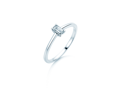 Anillo de compromiso Emerald Cross en 14K oro blanco con diamante 0,20ct G/VS