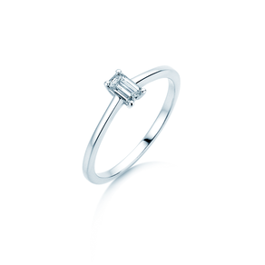 Anillo de compromiso Emerald Cross en 14K oro blanco con diamante 0,20ct G/VS