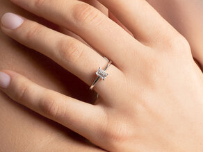Anillo de compromiso Emerald Cross en 18K oro blanco con diamante 1,00ct G/VS