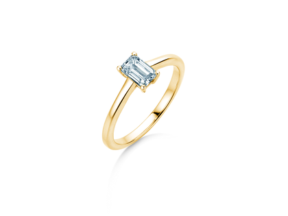 Anillo de compromiso Emerald Cross en 18K oro amarillo con diamante 1,00ct G/VS