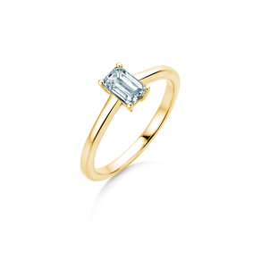 Anillo de compromiso Emerald Cross en 18K oro amarillo con diamante 1,00ct G/VS