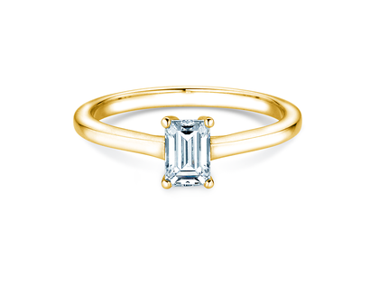 Anillo de compromiso Emerald Cross en 18K oro amarillo con diamante 1,00ct G/VS