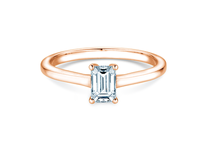 Anillo de compromiso Emerald Cross en 18K oro rosa con diamante 1,00ct G/VS