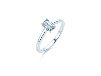 Anillo de compromiso Emerald Cross en 18K oro blanco con diamante 1,00ct G/VS
