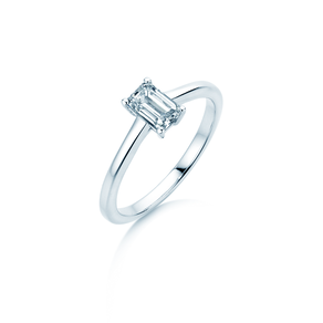 Anillo de compromiso Emerald Cross en 18K oro blanco con diamante 1,00ct G/VS