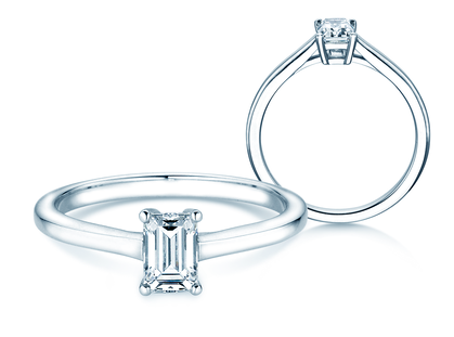 Anillo de compromiso Emerald Cross en platino 950/- con diamante 0,60ct G/VS