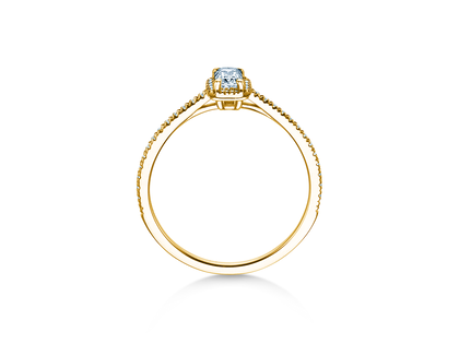 Anillo de compromiso Emerald Halo Pavé en 14K oro amarillo con diamantes 0,75ct G/VS