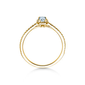 Anillo de compromiso Emerald Halo Pavé en 14K oro amarillo con diamantes 0,75ct G/VS