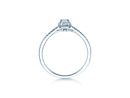 Anillo de compromiso Emerald Halo Pavé en 14K oro blanco con diamantes 0,75ct G/VS