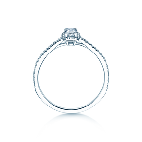 Anillo de compromiso Emerald Halo Pavé en 14K oro blanco con diamantes 0,75ct G/VS