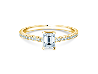 Anillo de compromiso Emerald Pavé en 14K oro amarillo con diamantes 0,40ct G/VS