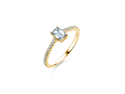 Anillo de compromiso Emerald Pavé en 14K oro amarillo con diamantes 0,40ct G/VS