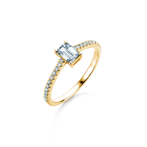 Anillo de compromiso Emerald Pavé en 14K oro amarillo con diamantes 0,40ct G/VS
