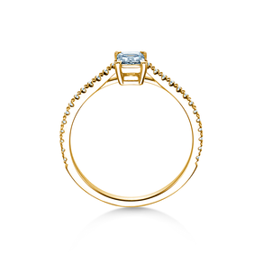 Anillo de compromiso Emerald Pavé en 14K oro amarillo con diamantes 0,40ct G/VS