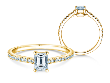 Anillo de compromiso Emerald Pavé en 9K oro blanco con diamantes 0,40ct G/VS