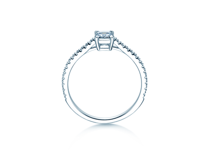 Anillo de compromiso Emerald Pavé en 14K oro blanco con diamantes 0,40ct G/VS