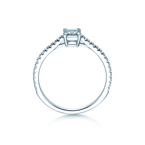 Anillo de compromiso Emerald Pavé en 14K oro blanco con diamantes 0,40ct G/VS
