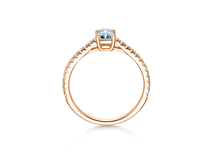 Anillo de compromiso Emerald Pavé en oro rosa