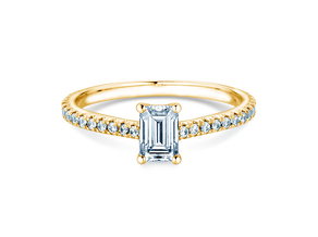 Anillo de compromiso Emerald Pavé en oro amarillo