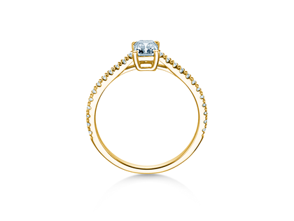 Anillo de compromiso Emerald Pavé en oro amarillo