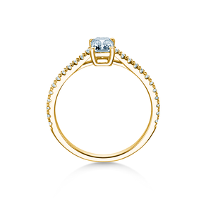 Anillo de compromiso Emerald Pavé en oro amarillo