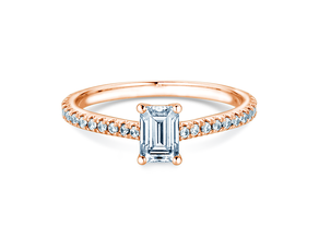 Anillo de compromiso Emerald Pavé en oro rosa