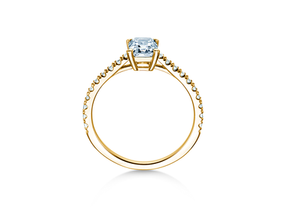Anillo de compromiso Emerald Pavé en 14K oro amarillo con diamantes 1,30ct G/VS
