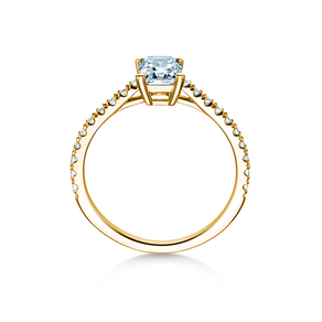 Anillo de compromiso Emerald Pavé en 14K oro amarillo con diamantes 1,30ct G/VS