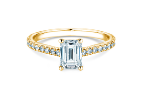 Anillo de compromiso Emerald Pavé en 14K oro amarillo con diamantes 1,30ct G/VS