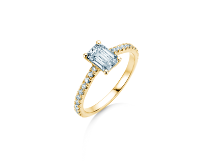 Anillo de compromiso Emerald Pavé en 14K oro amarillo con diamantes 1,30ct G/VS
