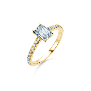 Anillo de compromiso Emerald Pavé en 14K oro amarillo con diamantes 1,30ct G/VS