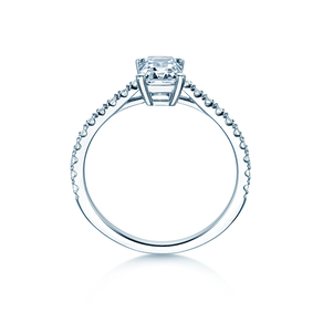 Anillo de compromiso Emerald Pavé en 14K oro blanco con diamantes 1,30ct G/VS