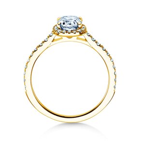 Anillo de compromiso Halo Cushion Pavé en 9K oro amarillo con diamantes 1,30ct G/SI