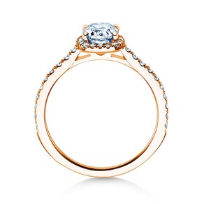 Anillo de compromiso Halo Cushion Pavé en 14K oro rosa con diamantes 0,50ct G/SI