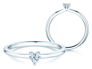 Anillo de compromiso Heart Clean en 14K oro blanco con diamante 0,08ct G/SI
