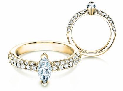Anillo de compromiso Louis en 18K oro amarillo con diamantes 1,12ct G/SI