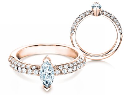 Anillo de compromiso Louis en 18K oro rosa con diamantes 1,12ct G/SI