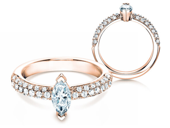 Anillo de compromiso Louis en 18K oro rosa con diamantes 1,12ct G/SI