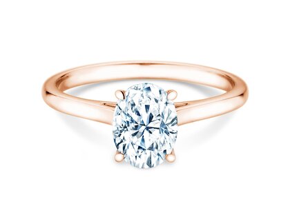 Anillo de compromiso Oval Cut en 18K oro rosa con diamante de laboratorio 1,00ct E/VS